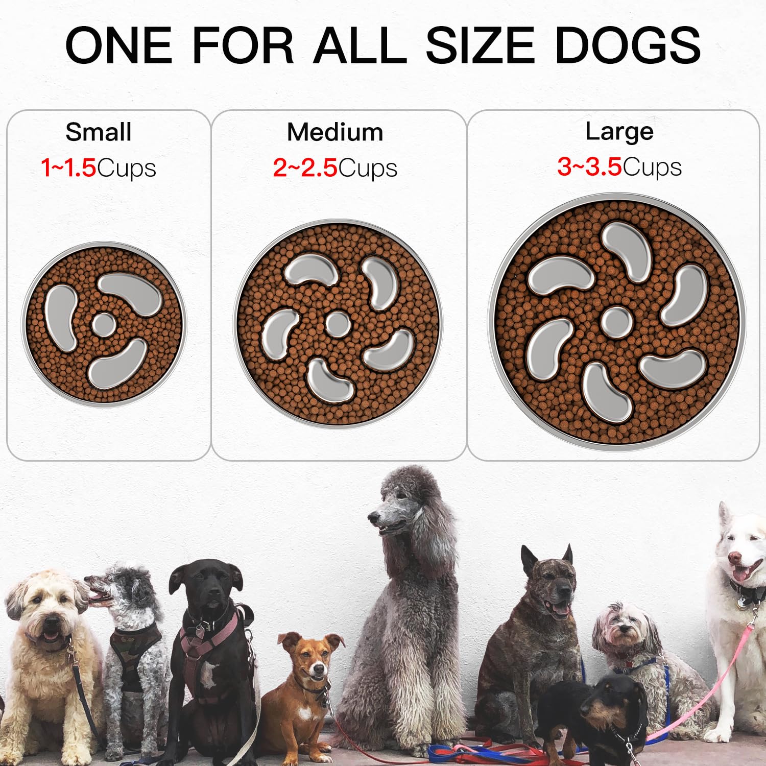 Feedoo Slow Feeder Dog Bowl-2Cups for Medium Breeds, Double Puzzle