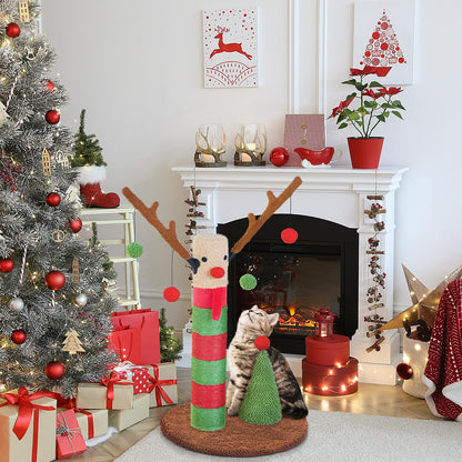 BOLUO Christmas Cat Scratching Post Deer Cat Trees for Adult Teaser