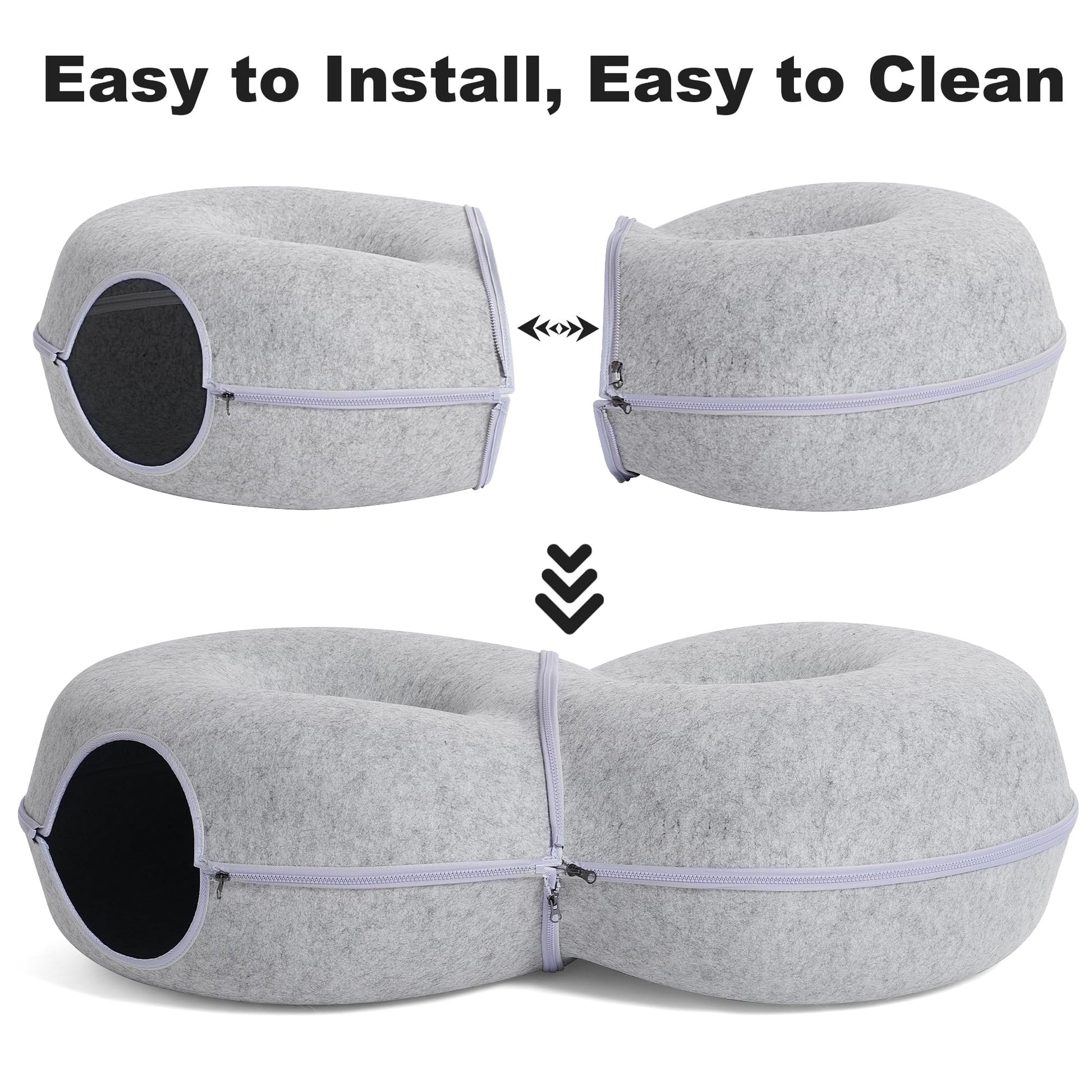 LovIntry 8-Shaped Large Cat Tunnel Bed for Indoor Cats, Infinite Bed