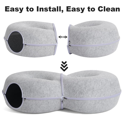 LovIntry 8-Shaped Large Cat Tunnel Bed for Indoor Cats, Infinite Bed