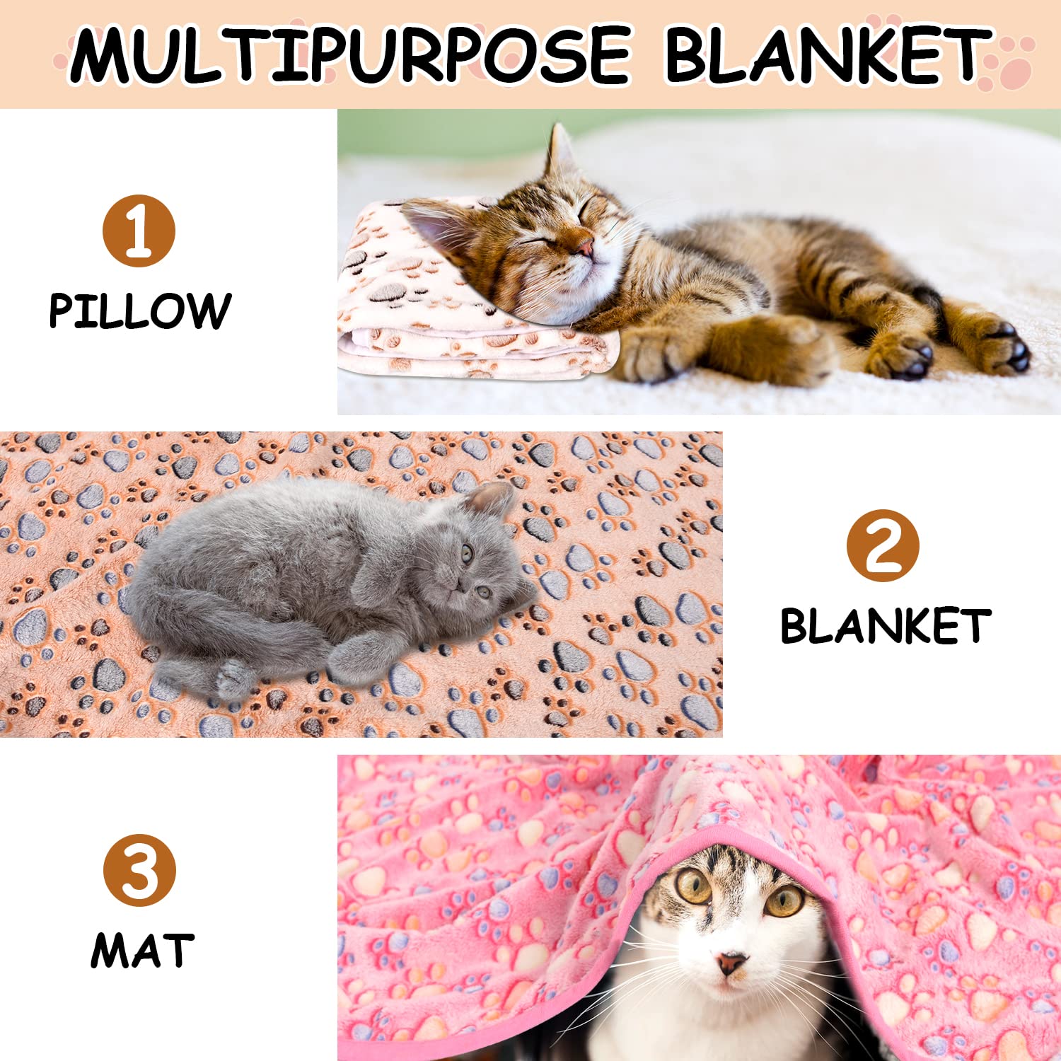 Rezutan Dog Blankets for Large Dogs, Upgraded 3 Pack Dogs Cat Crate