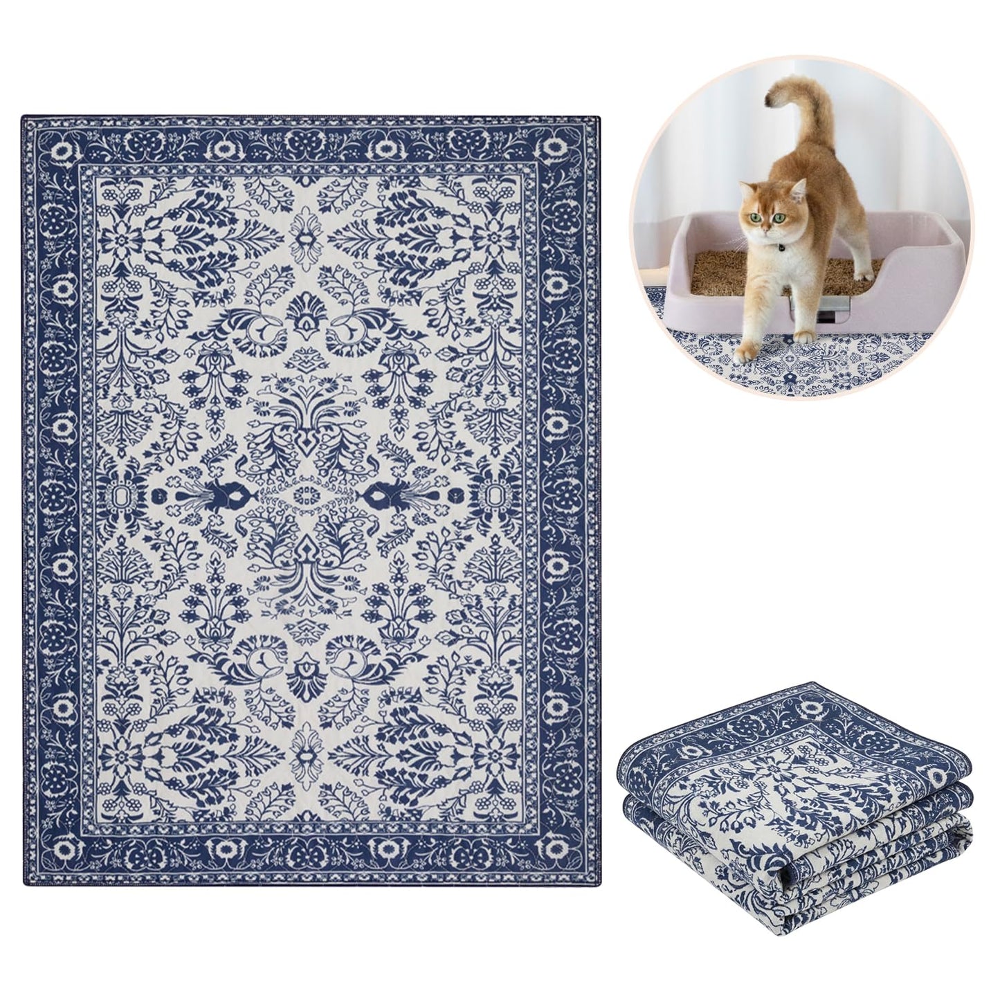 Lovewag Pets Washable Cat Litter Mat 2 PCs Keep Litter Off Mat