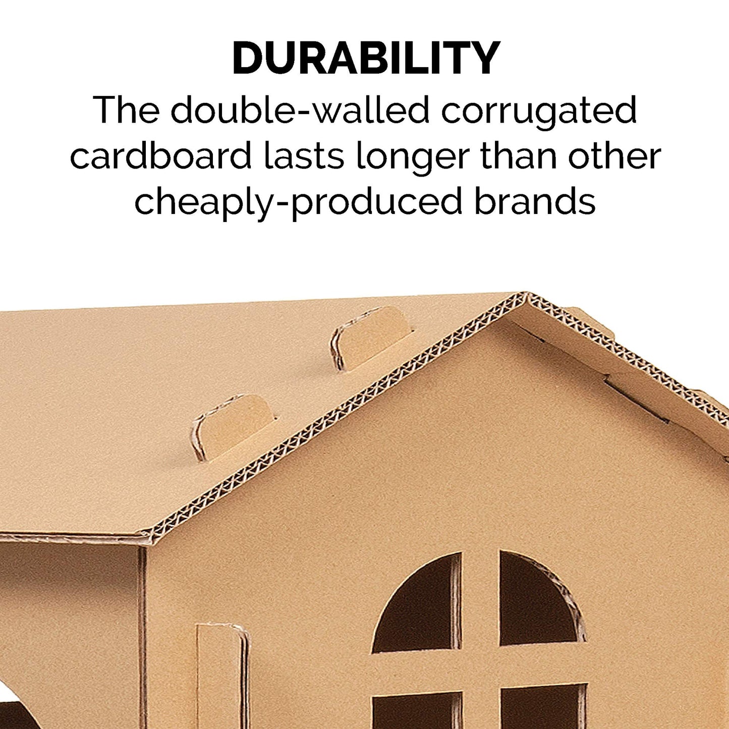 FurHaven Townhouse Multi-Level Cardboard Cat House for Indoor House
