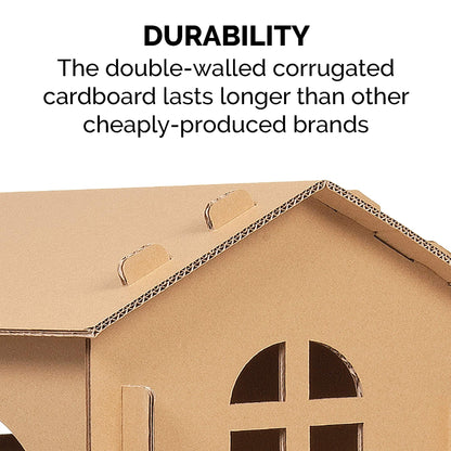 FurHaven Townhouse Multi-Level Cardboard Cat House for Indoor House
