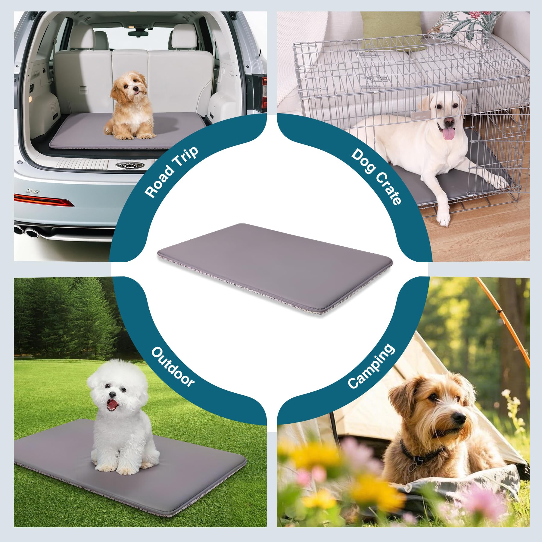WAYIMPRESS Dog Crate Pad Mat, Waterproof Kennel Cage Mat, Outdoor Bed