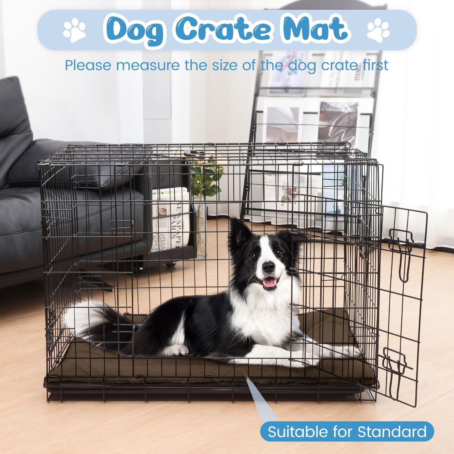 ZENGAOOU Dog Crate Pad, Machine Washable Plush Dog Crate Mat