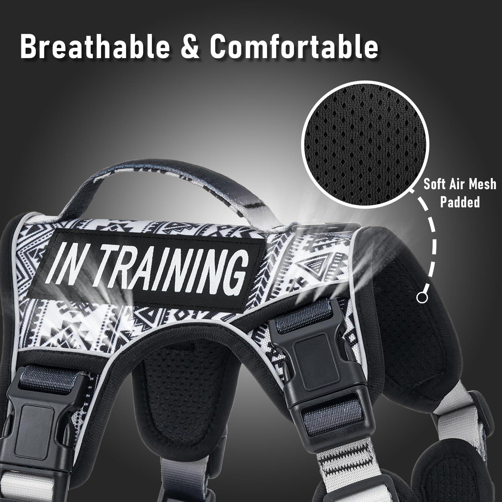 AUNZO Tactical Dog Harness for Large Dogs No Pull Easy Walking Harness