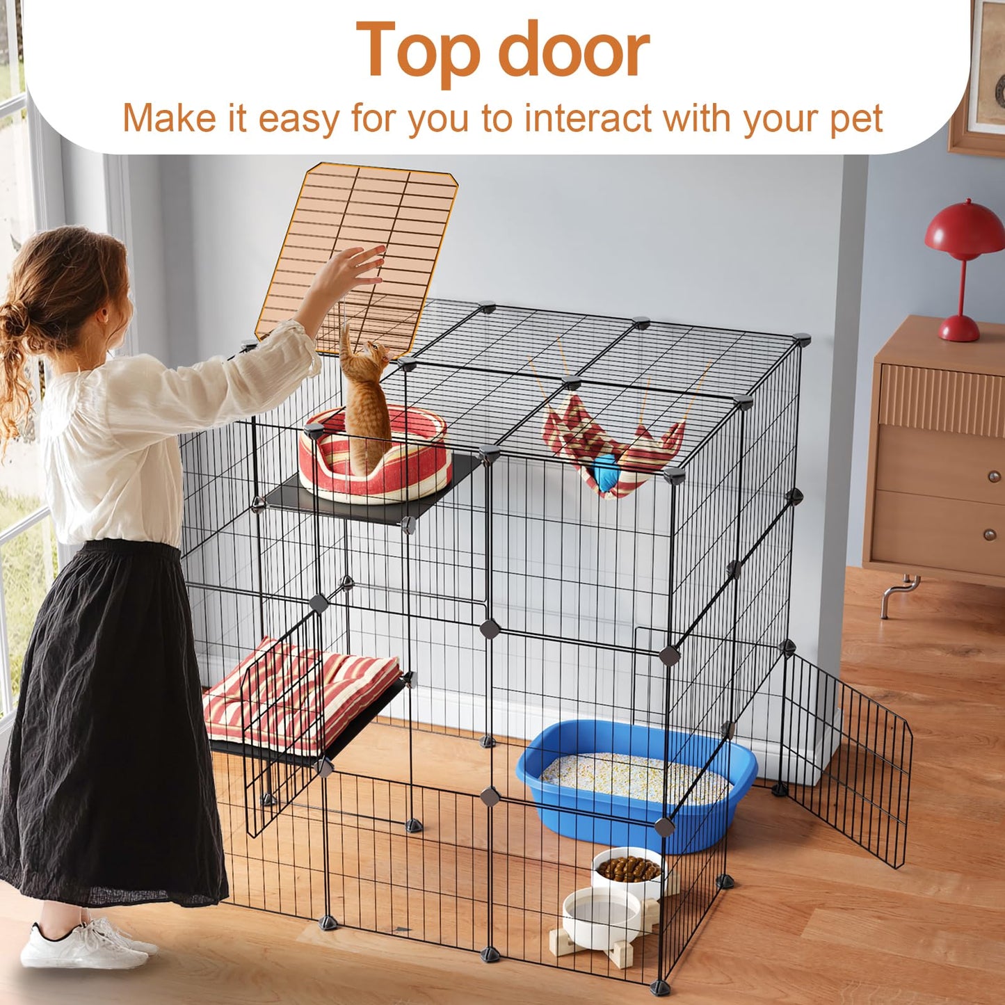 Oneluck 3-Tier Cat Cages Indoor Enclosure DIY Cat Playpen Enclosure
