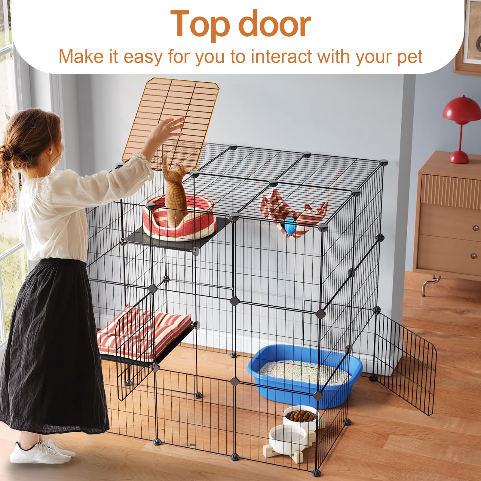 Oneluck 3-Tier Cat Cages Indoor Enclosure DIY Cat Playpen Enclosure