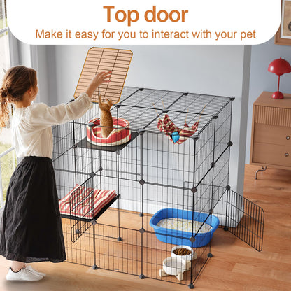 Oneluck 3-Tier Cat Cages Indoor Enclosure DIY Cat Playpen Enclosure