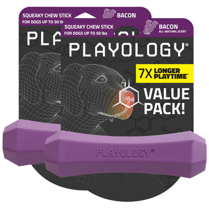 Playology Dog Toys, Squeaky Chew Stick for Dogs, Value 2-Pack, Chew