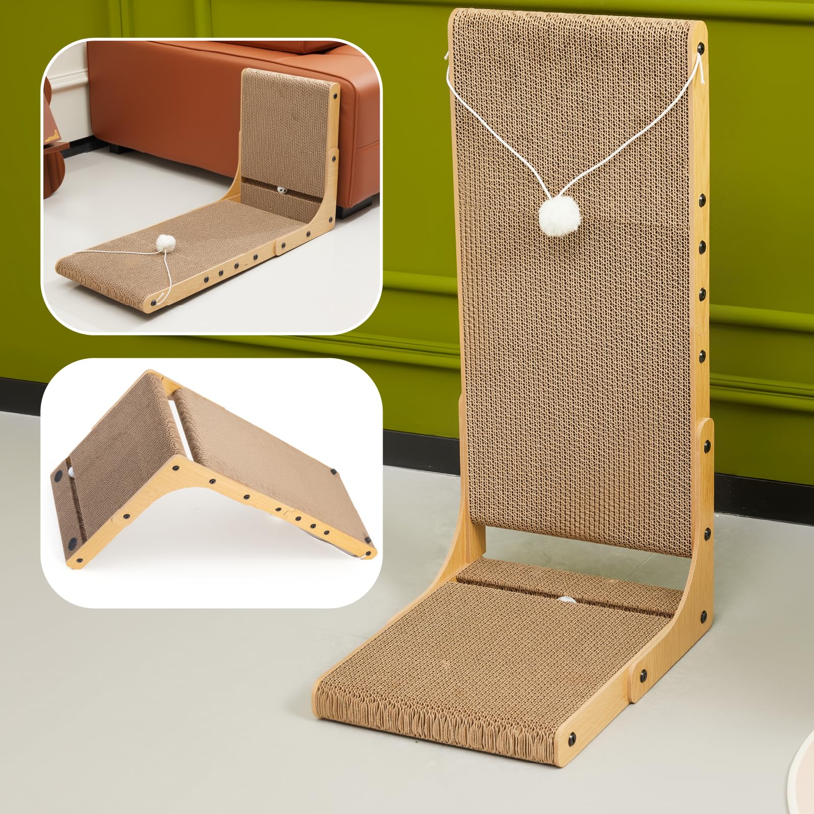 Markarbarka Reinforced Cat Scratcher, L-Shaped Wall Mount Pad
