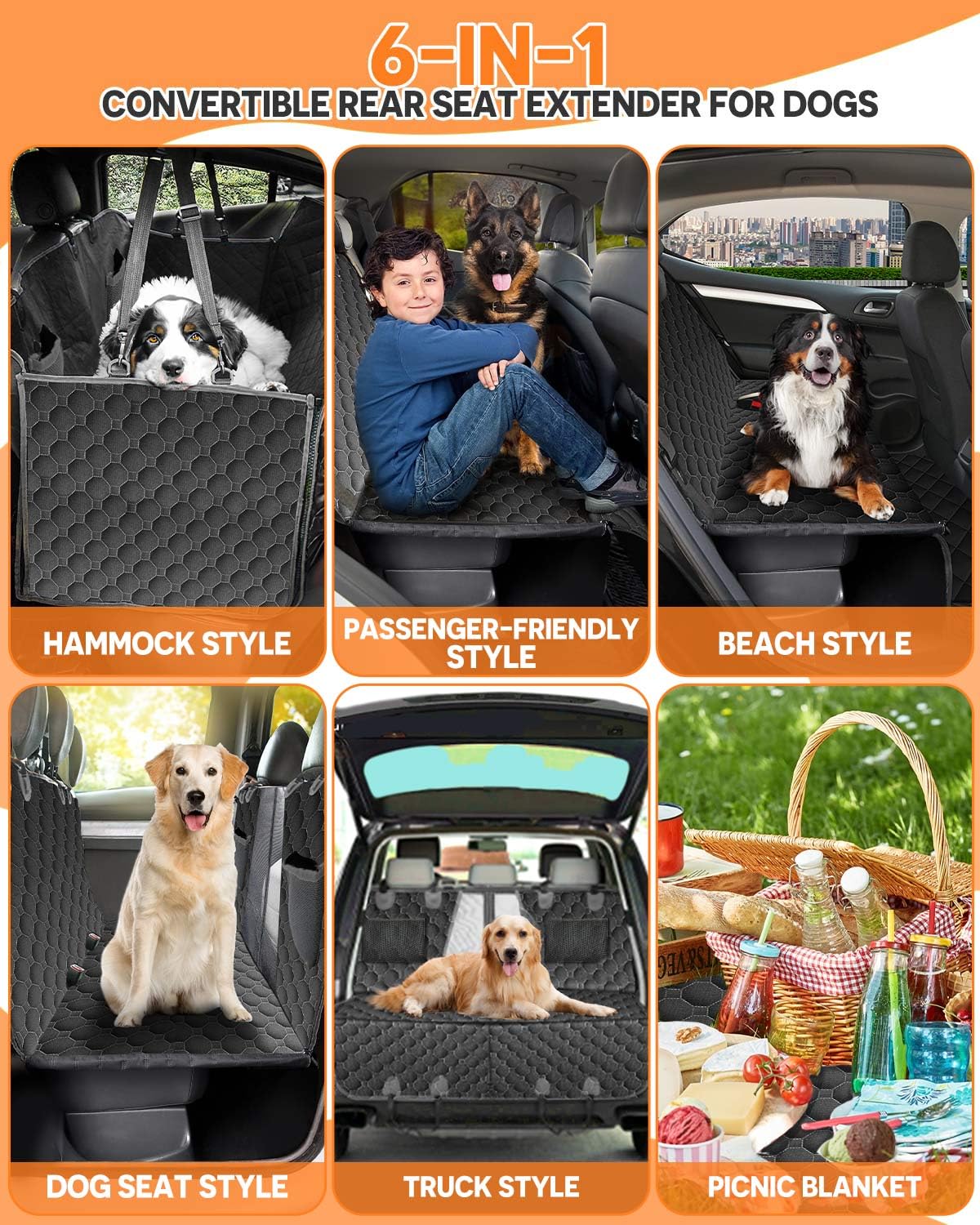 Victoper Back Seat Extender for Dogs, Dog Car Seat Cover