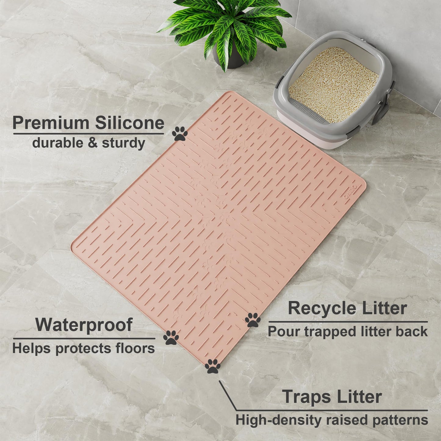 Cat Litter Mat Large Trapping Mat Silicone Rubber 31.5x23.6 Mat