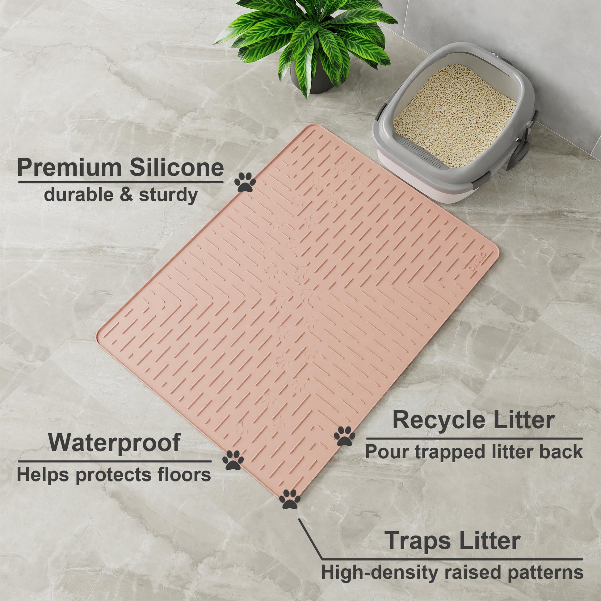 Cat Litter Mat Large Trapping Mat Silicone Rubber 31.5x23.6 Mat