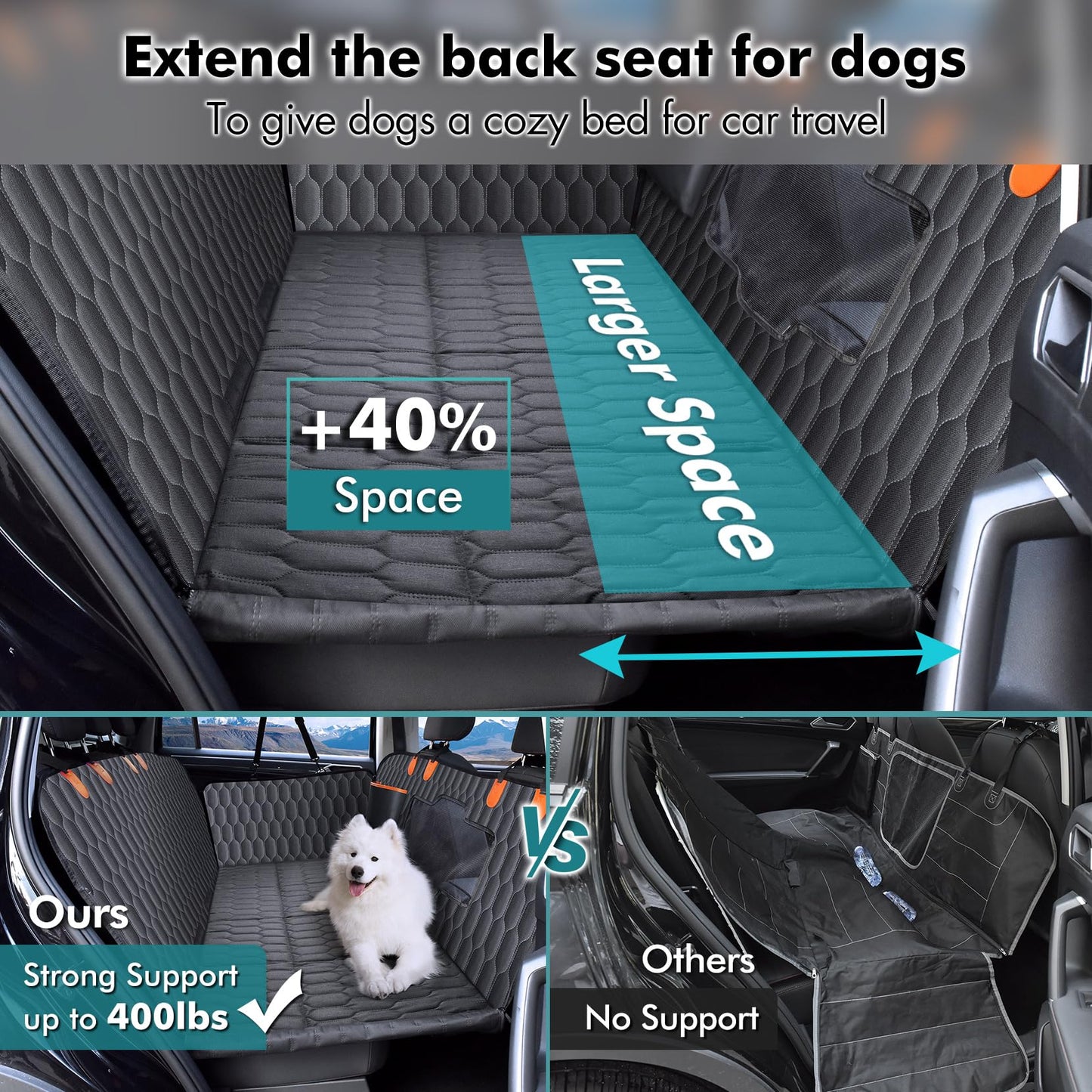 Chumajor Back Seat Extender for Dogs-Supports ,Waterproof Dog Car Seat