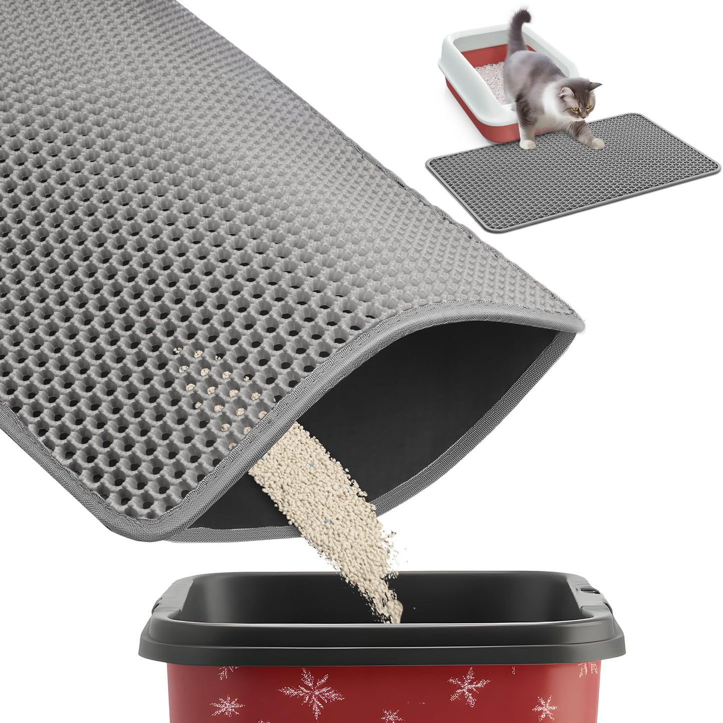 Powools 27" x 19" Cat Litter Mat Ultra-Large Litter Box Mat