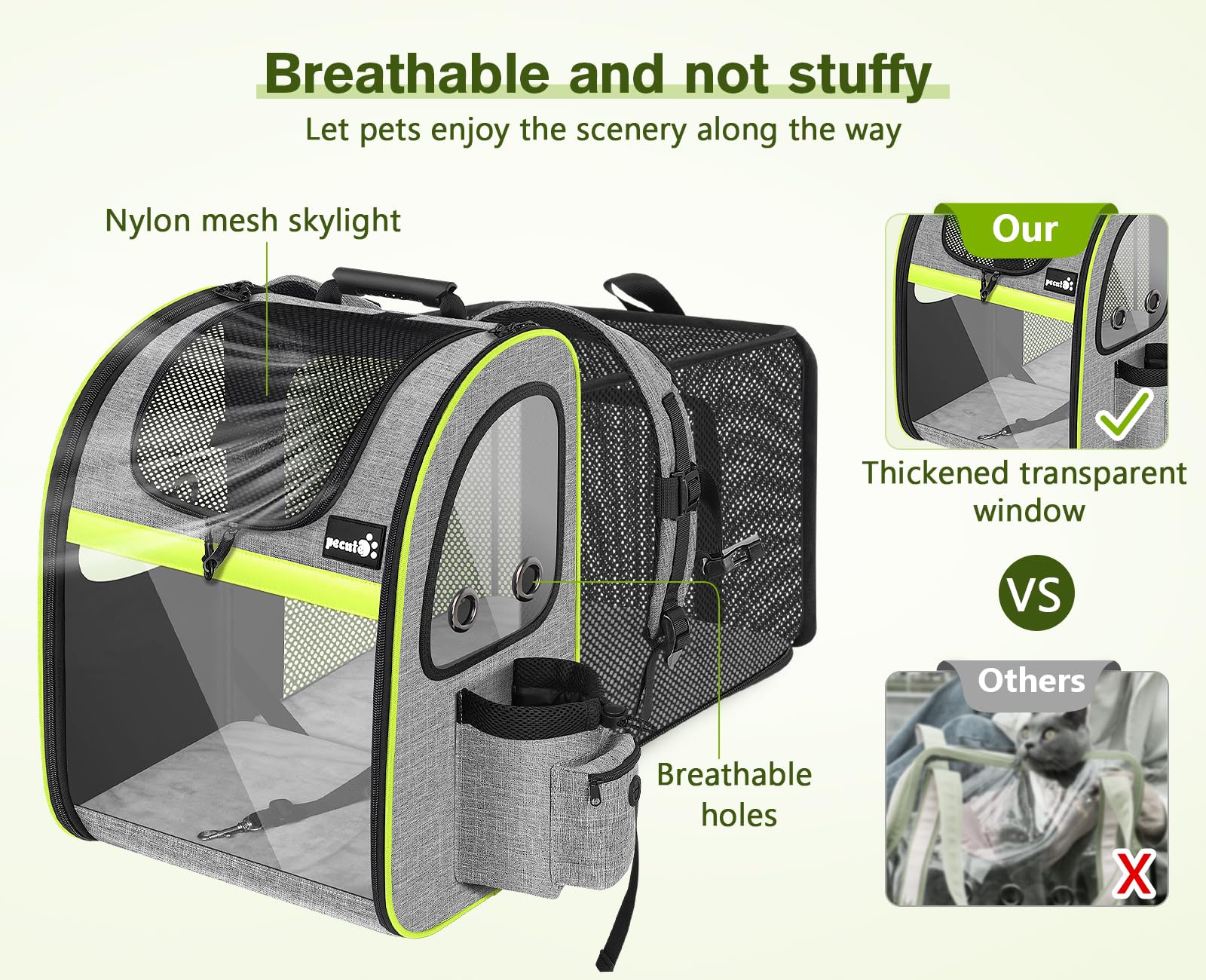 Pecute Pet Carrier Backpack, Cat Backpack Carrier, Expandable Carrier