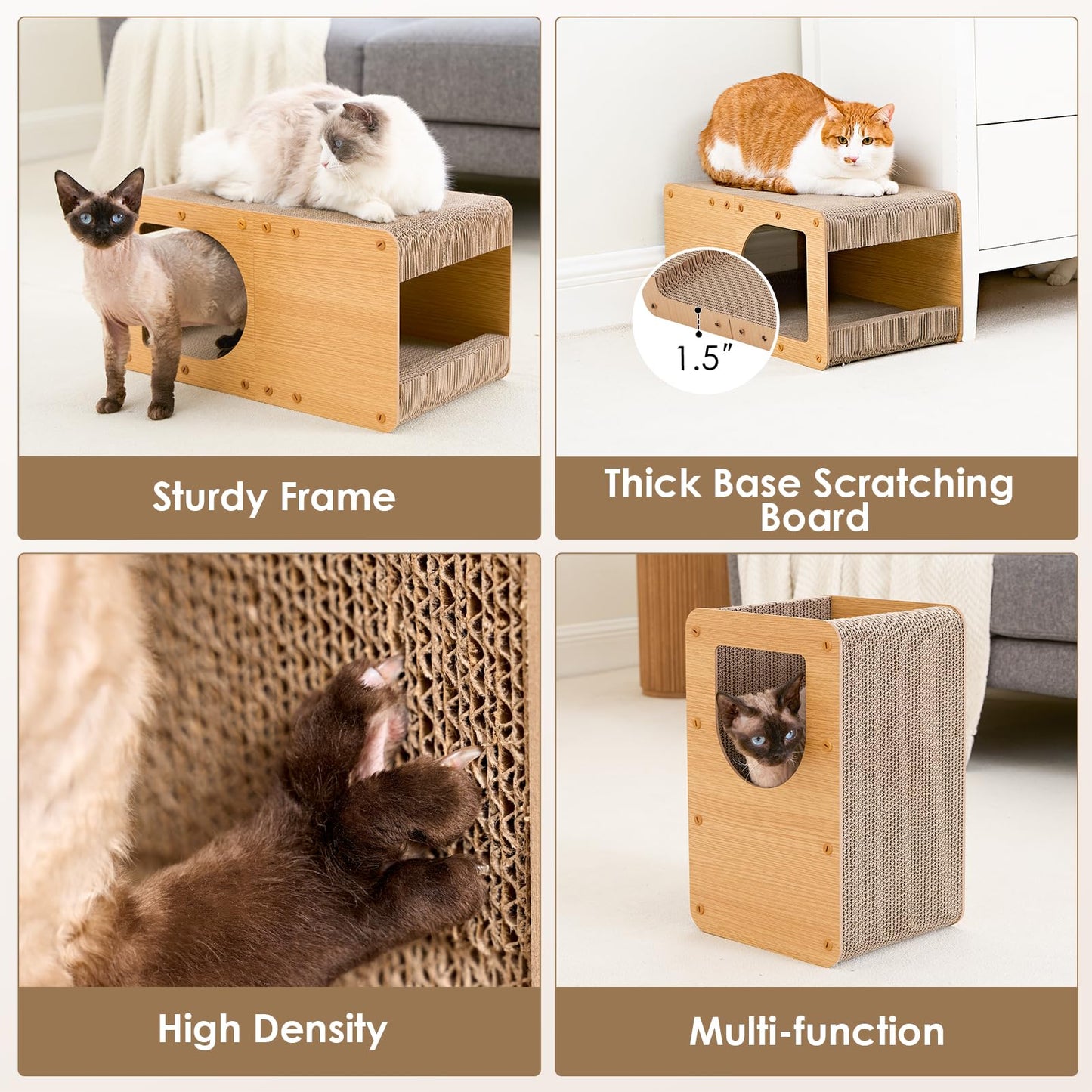 EHEYCIGA Cardboard Cat Scratcher House, 17-Inch Corrugated House