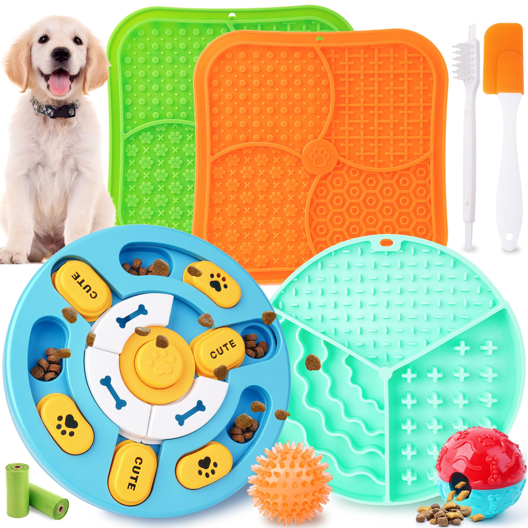 Forfon 10 Pack Complete Dog Puzzle Toys Set-Dog Lick Mat Feeding Toys