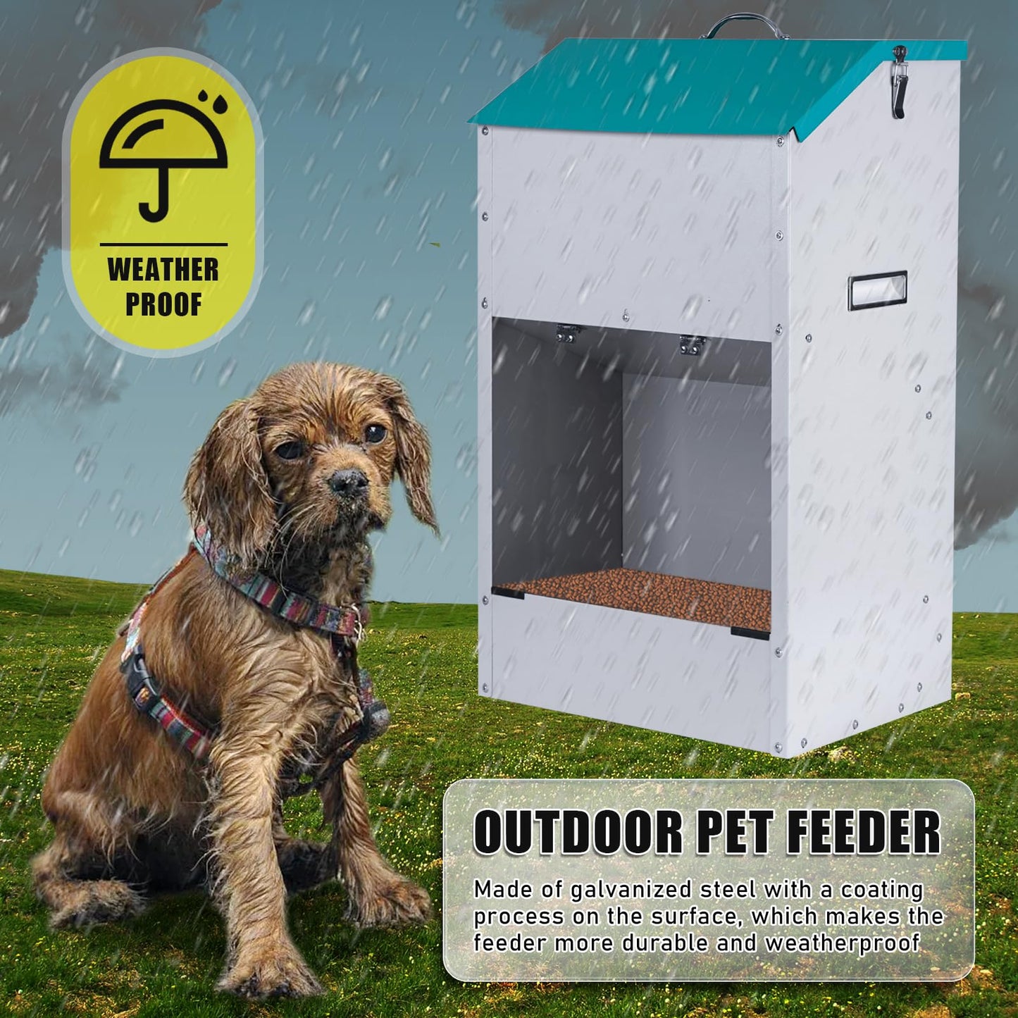 KHEARPSL Automatic Dog Feeder for Large Dogs Outdoor Dog Dispenser