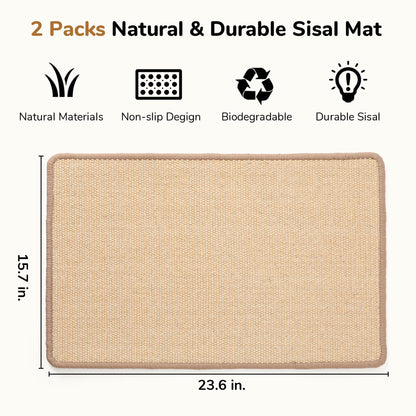 FUKUMARU 2 Packs Cat Scratching Mat, Natural Sisal Cat Scratch Pad