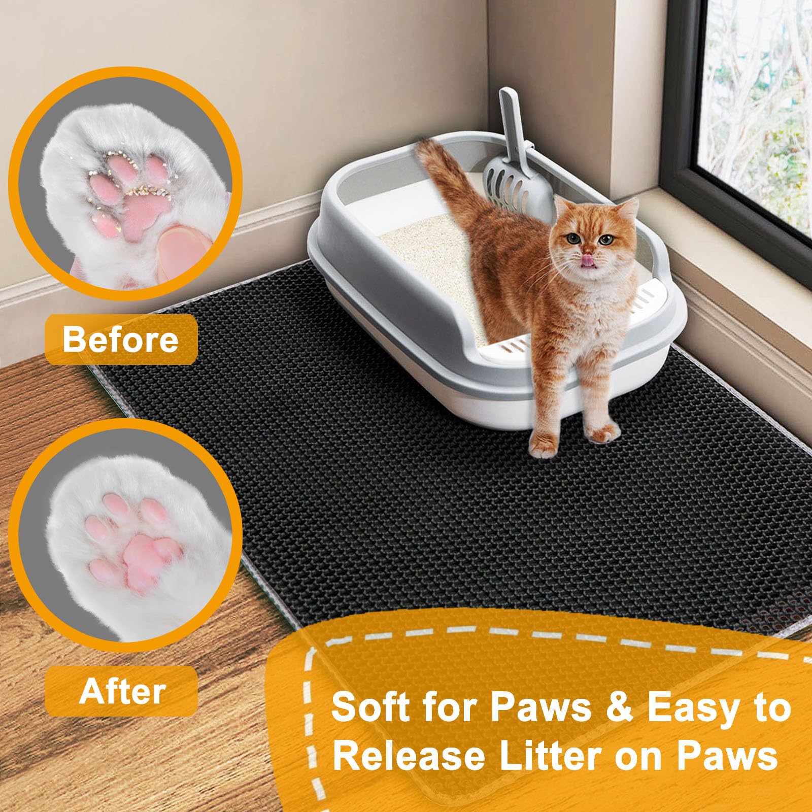 Large Cat Litter Box Mat, X 25" Litter Trapping Mat for indoor Mat
