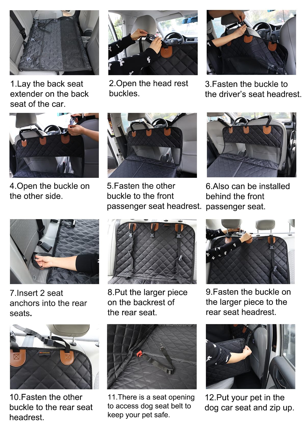 Paw Jamboree Large Dog Car Seat Cover for Back Seat Half Dog Hammock