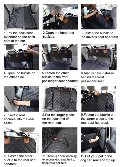Paw Jamboree Large Dog Car Seat Cover for Back Seat Half Dog Hammock