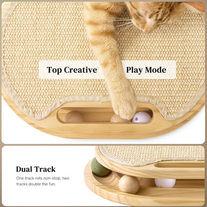 ZOMISIA Cat Scratcher with Ball Track Toy, Sisal Scratch Pad