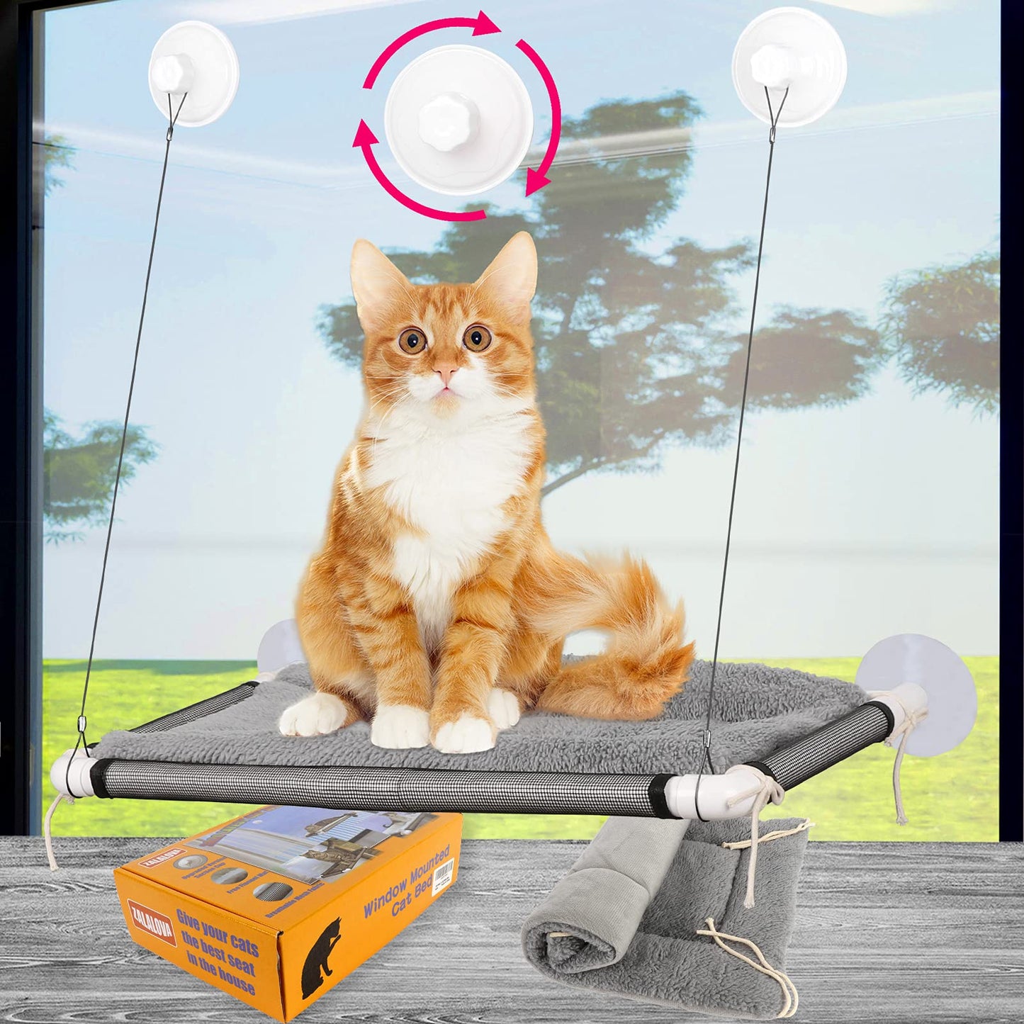 Cat Window Perch, Cordless Foldable Hammock Bed for Large Cat Bed