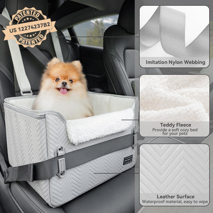 PETSFIT Dog Booster Car Seat, Waterproof PU Leather Dog Car Seats Seat