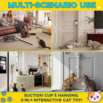 HAPPYCODE 2-in-1 Electric Cat Wand Rechargeable Auto Indoor Toy