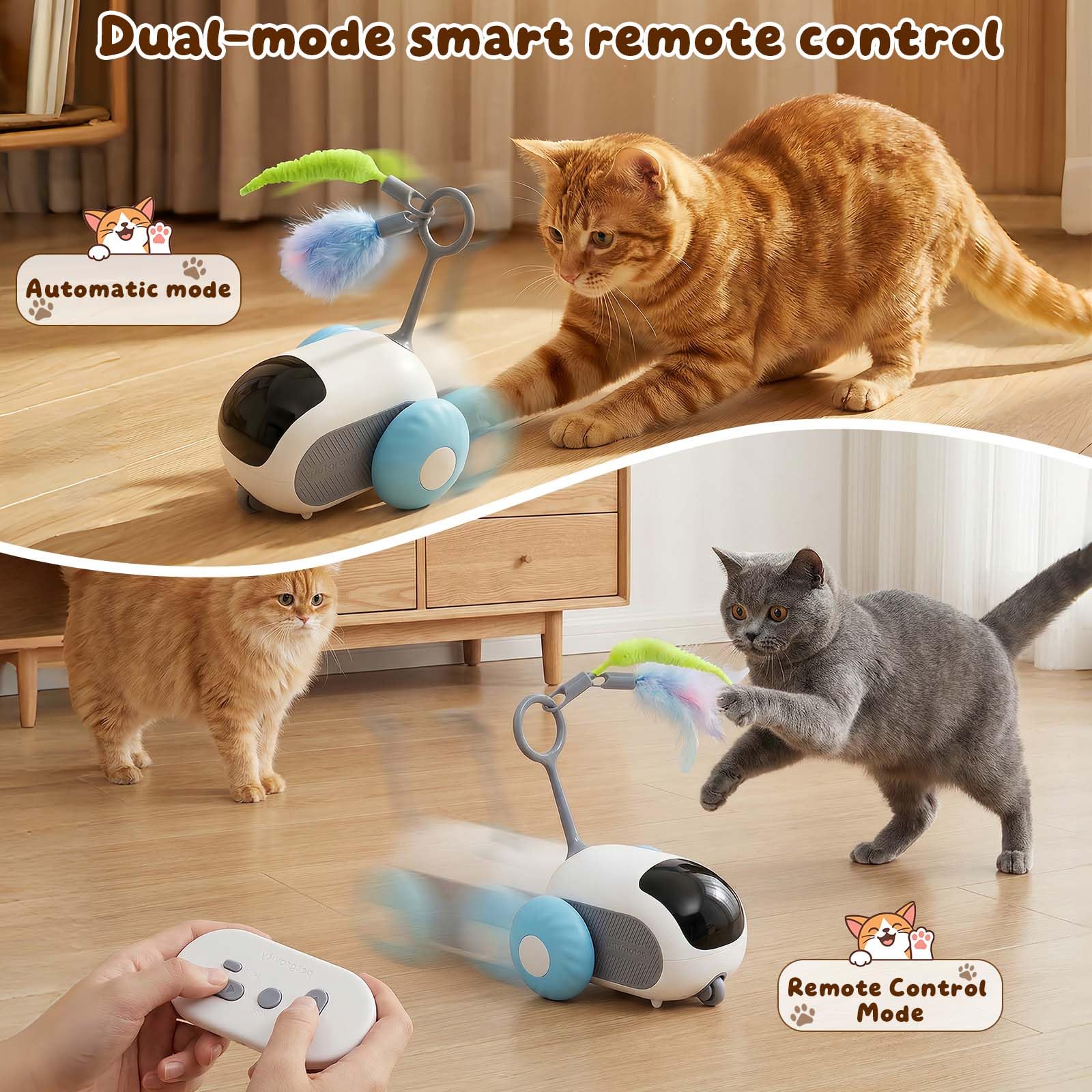 SDWUBQ Interactive cat Toy, Rechargeable, Automatic Moving Kitten Toy