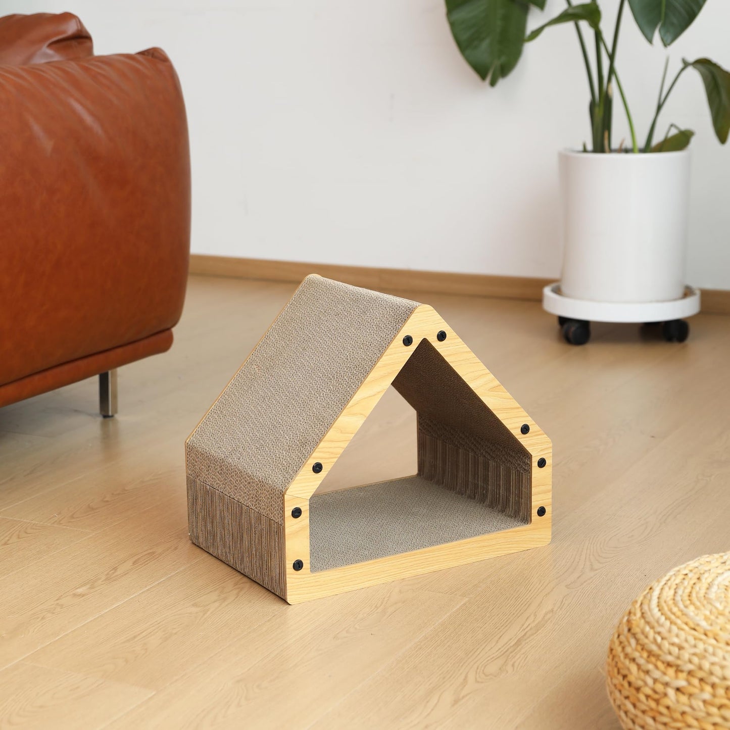 FUKUMARU Cat Scratcher House, Cozy Cardboard Design, Safe and House