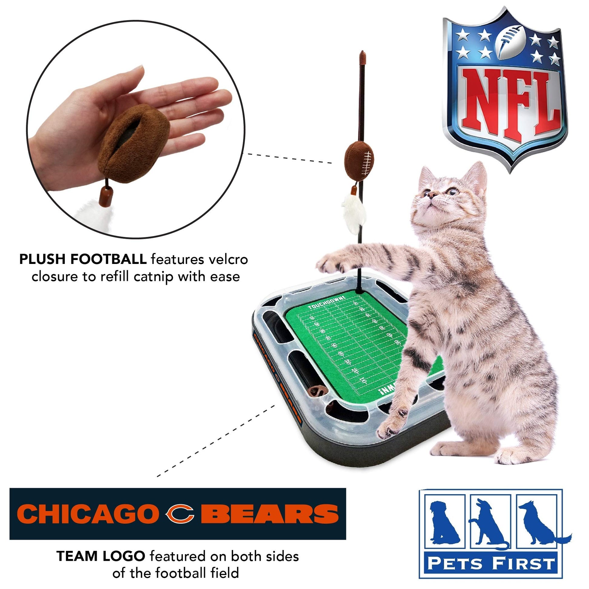 Pets First Cat Scratcher NFL Chicago Bears Football Field Catnip