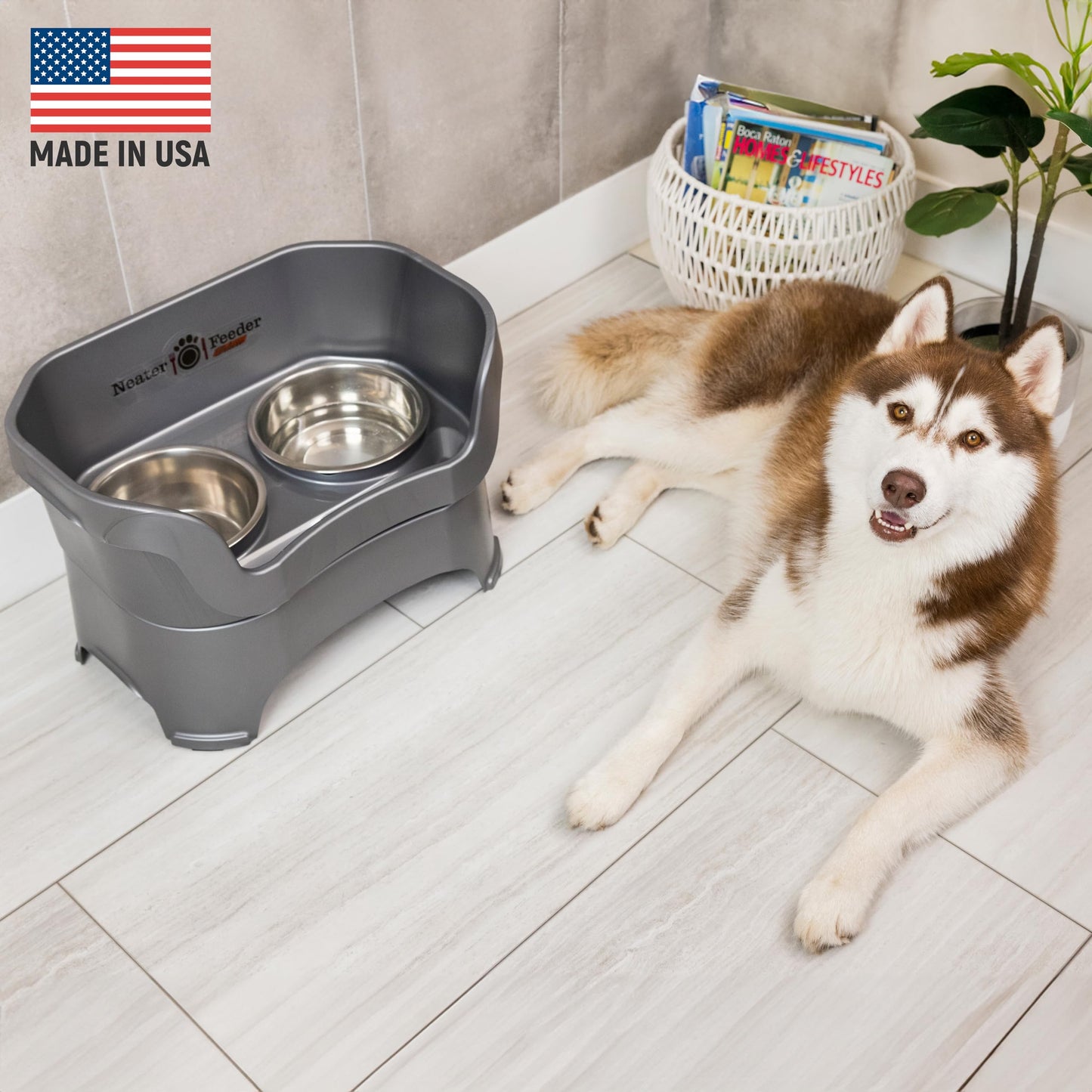 Neater Feeder Deluxe Mess Proof Dog Bowls Elevated for Large Bowl