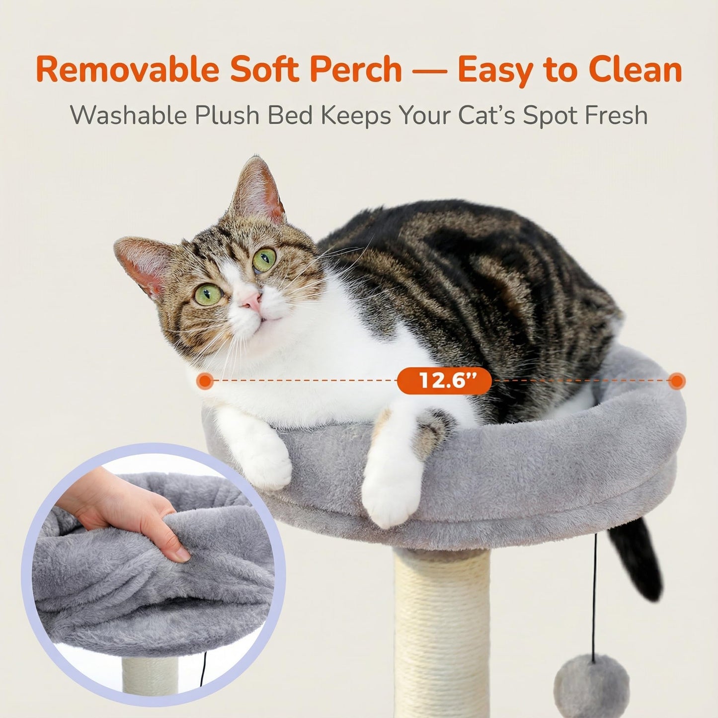 Purrpurcat 32" 7 Small Cat Tree for Kittens Senior Cats, Removable Toy
