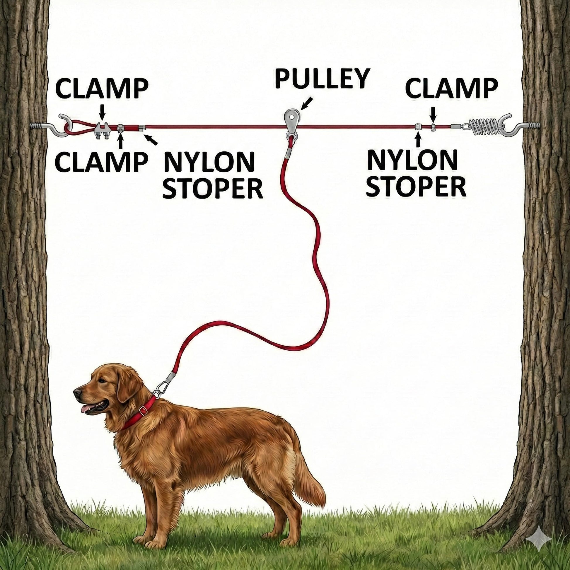 BV Aerial Pet Trolley System with Pulley Lead Heavy Duty Dog Tie Lead
