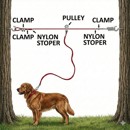 BV Aerial Pet Trolley System with Pulley Lead Heavy Duty Dog Tie Lead