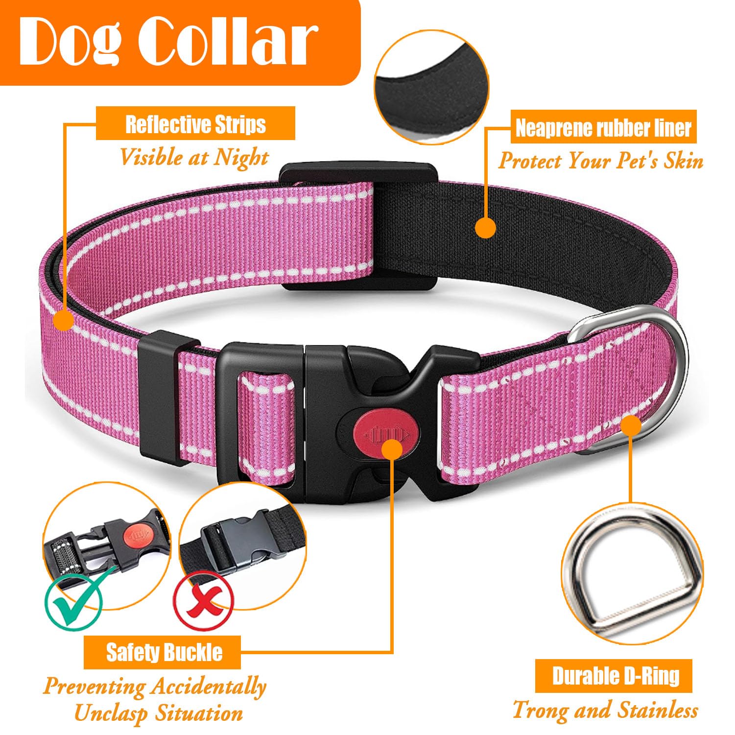 LOBEVE No Pull Dog Harness, Collar Leash Set, Includes Dog Seat Collar
