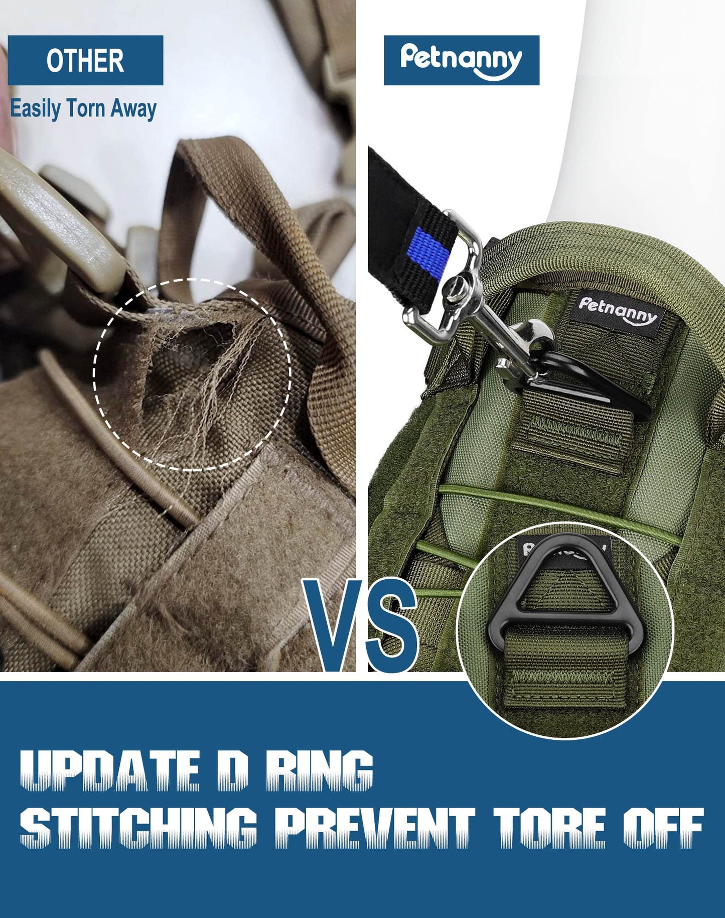 PETNANNY Tactical Service Dog Vest No-Pull Emotional Support Harness