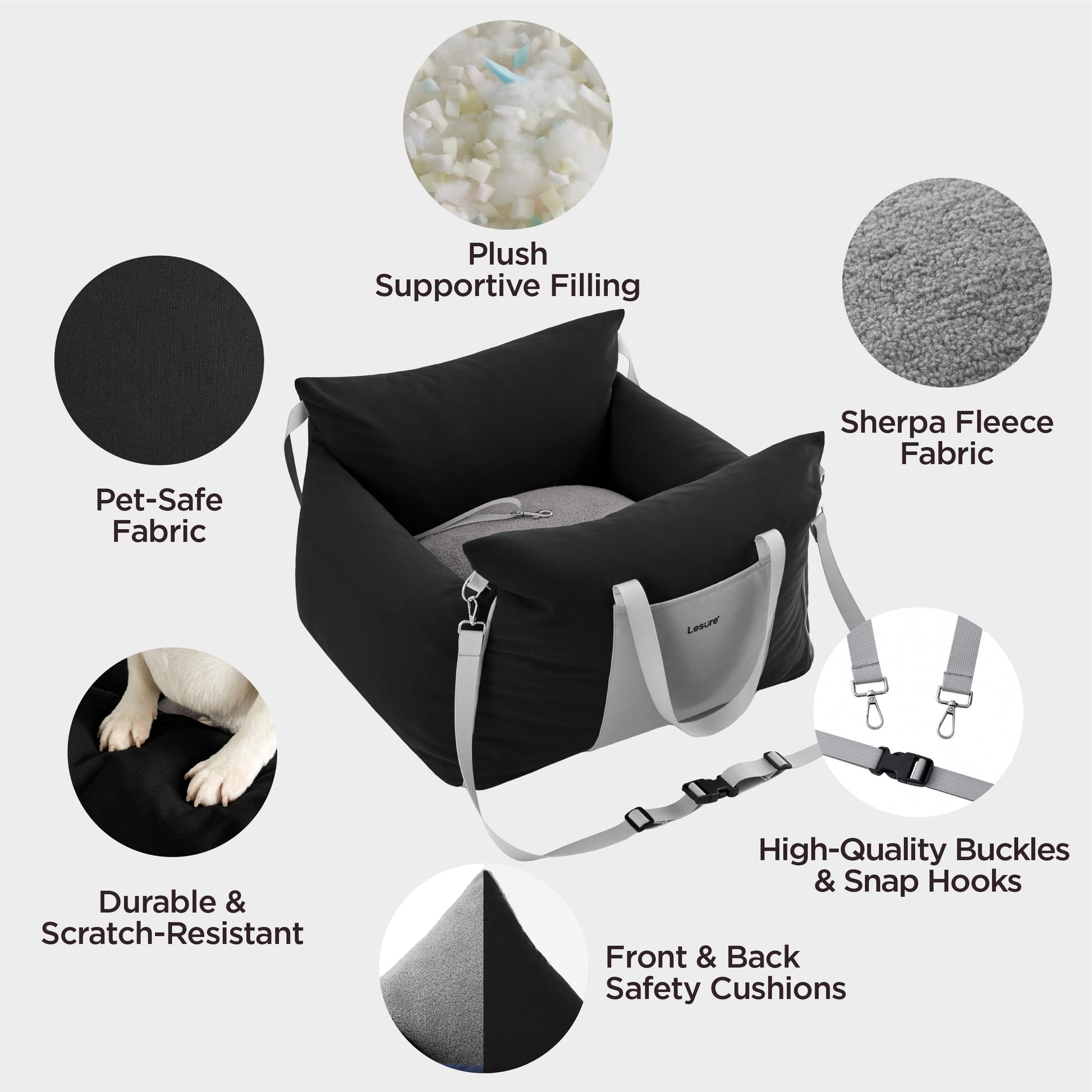 Lesure Small Dog Car Seat for Small Dogs Waterproof Dog Booster Seat
