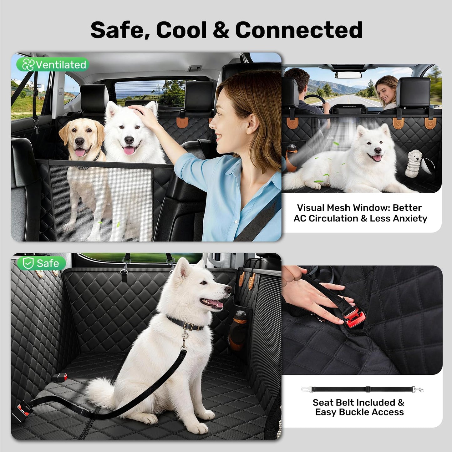 Zanch Heavy-Duty Dog Car Seat Cover, Flat Solid Back Seat Seat