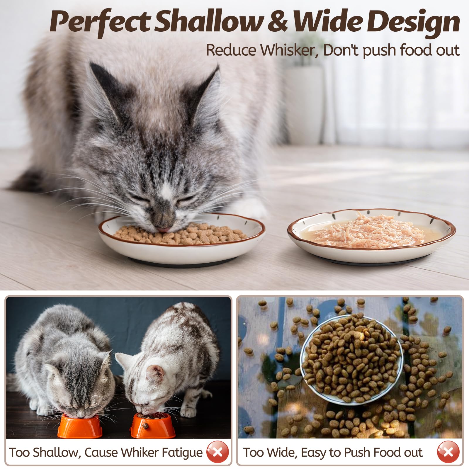 WROSWT Clock Cat Food Bowl,Non-Slip Silicone Bottom Cat Bowls