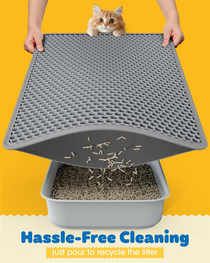 Powools 27" x 19" Cat Litter Mat Ultra-Large Litter Box Mat