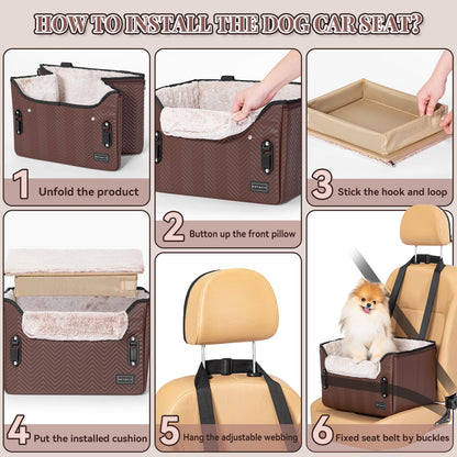 PETSFIT Car Seat for Dogs, Waterproof PU Leather Dog Car Seat