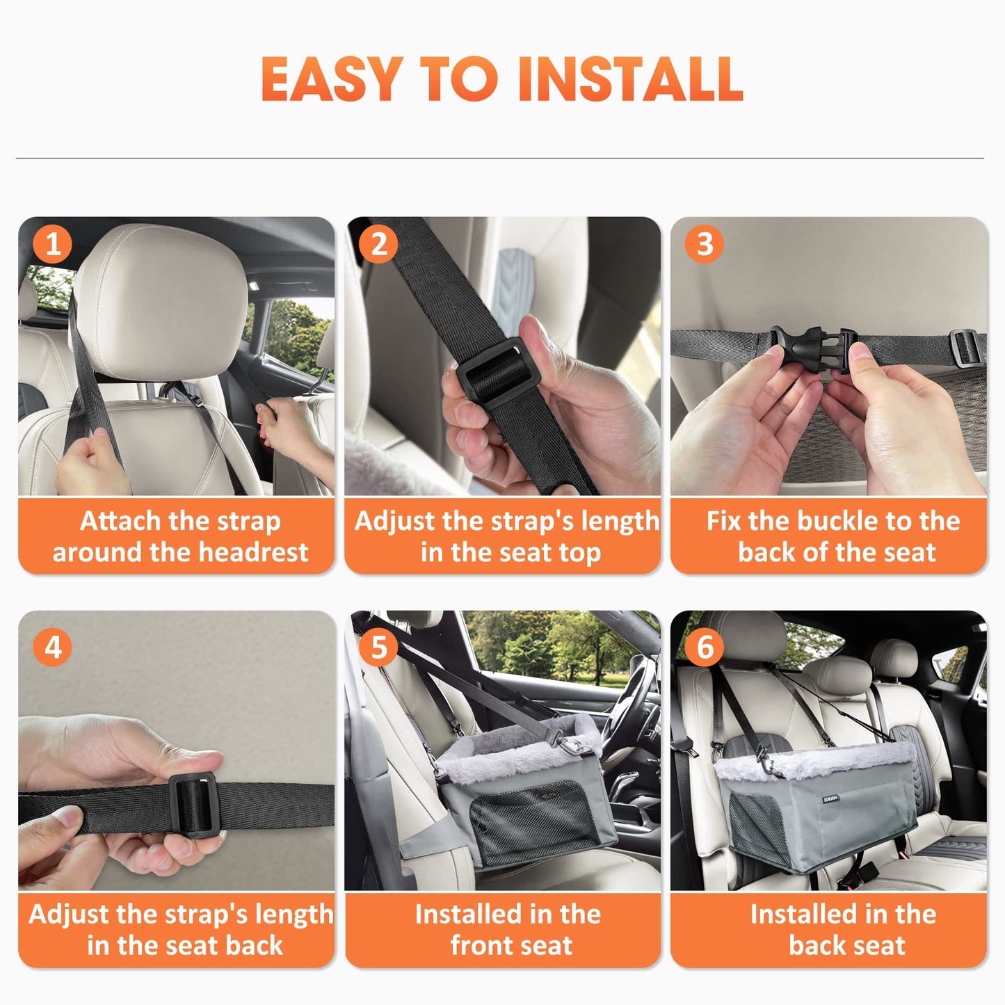 JOEJOY Deluxe Dog Booster Seat with Sturdy Metal Frame and Safety Seat