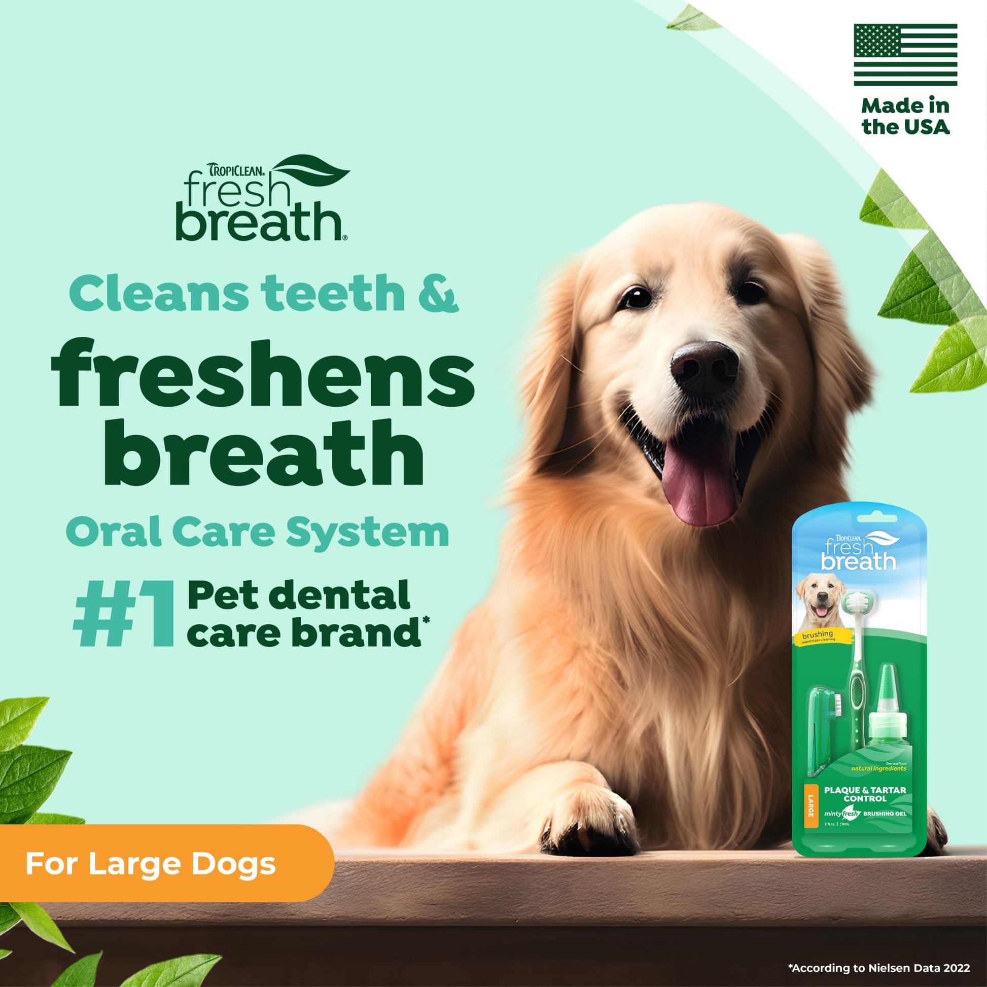 TropiClean Fresh Breath Dog Oral Care Kit, Complete Toothbrush Kit