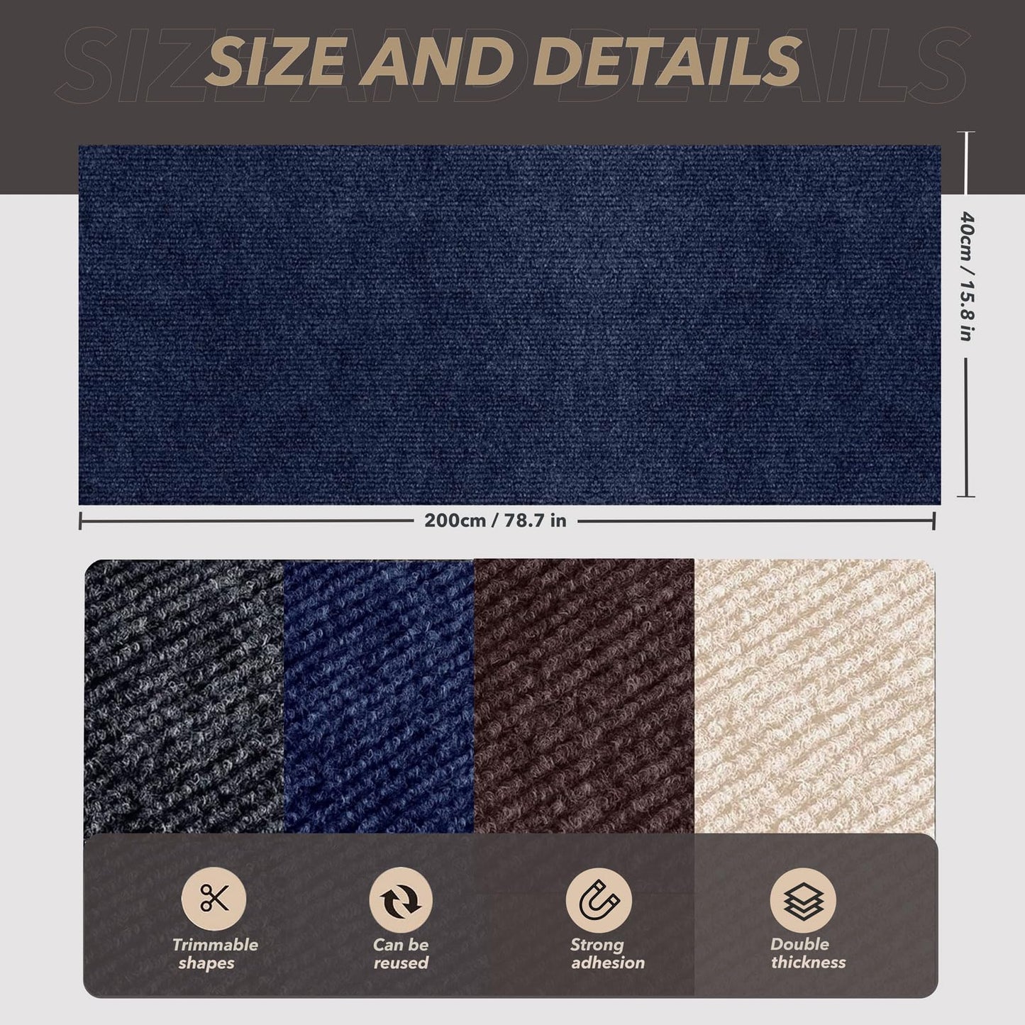 X15.8" Cat Scratching Mat, Self-Adhesive Cats Carpet, DIY Scratch Mat